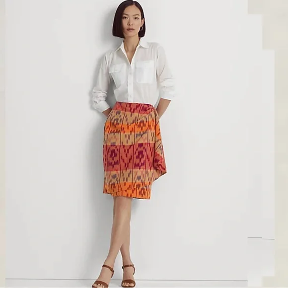 Lauren Ralph Lauren Cotton-Linen Wrap Skirt - Picture 2 of 6